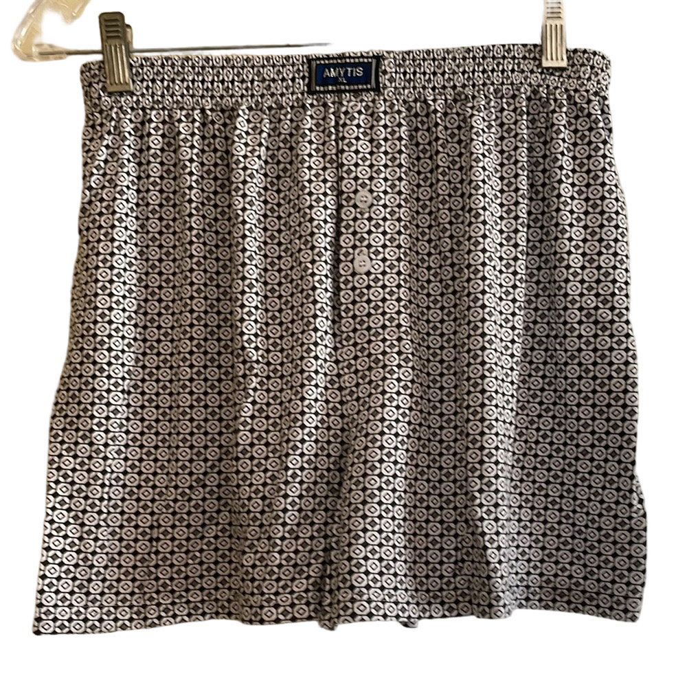 Men's Boxer Shorts - Black & White Geometric XL